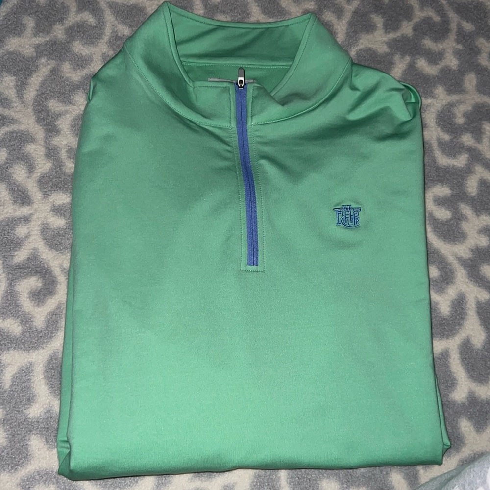 ⛳️Peter Millar⛳️NWOT Men’s XL Green Forest Hill Field Club 1/4 Zip Pullover.